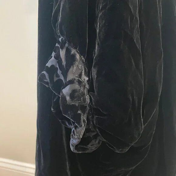 Vintage Black Velvet Burnout Opera Coat c1980s - Picture 7 of 7